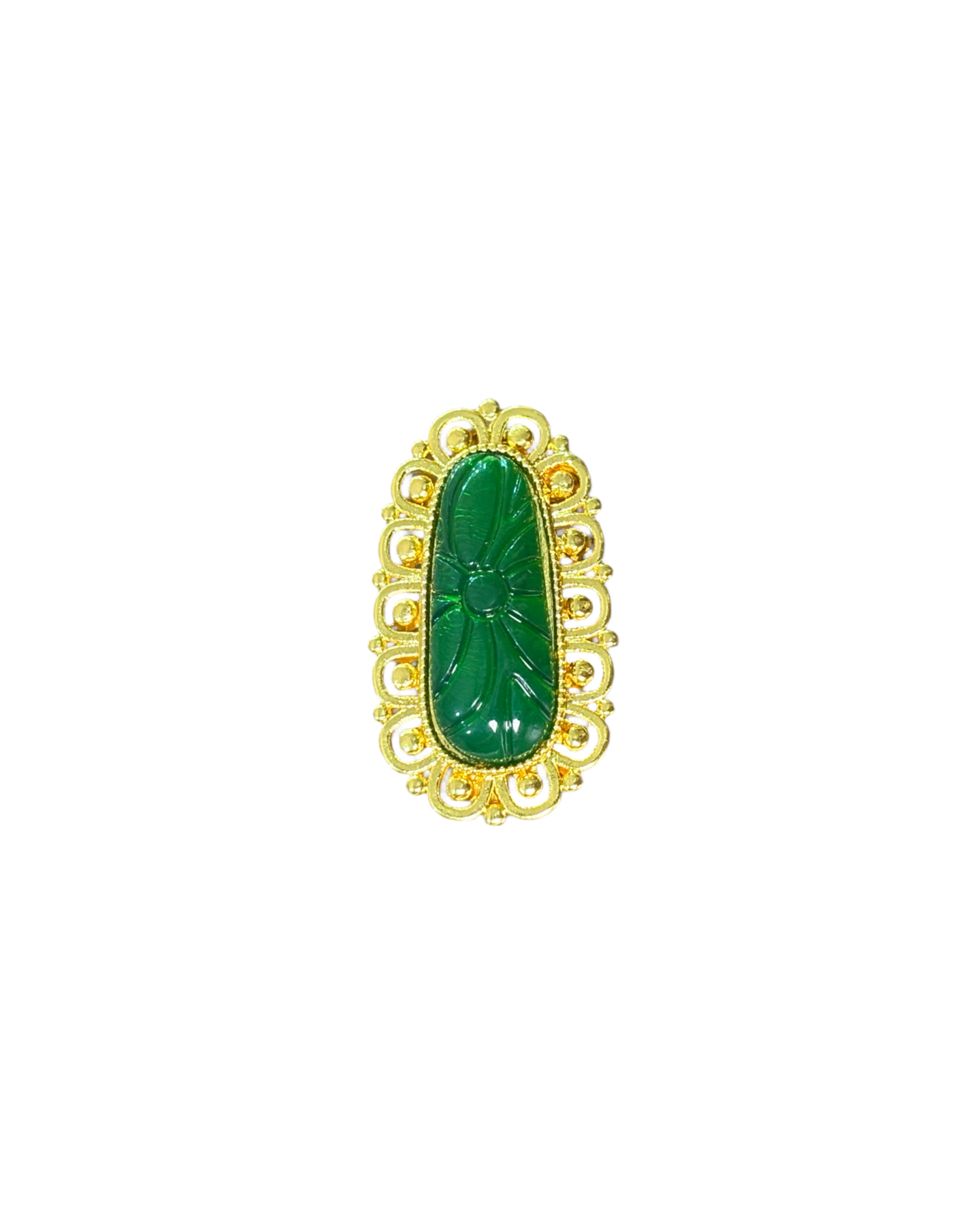 Retro Vintage 18K Yellow Gold Jadeite Jade Brooch front Retro Vintage 18K Yellow Gold Jadeite Jade Brooch - Image 1