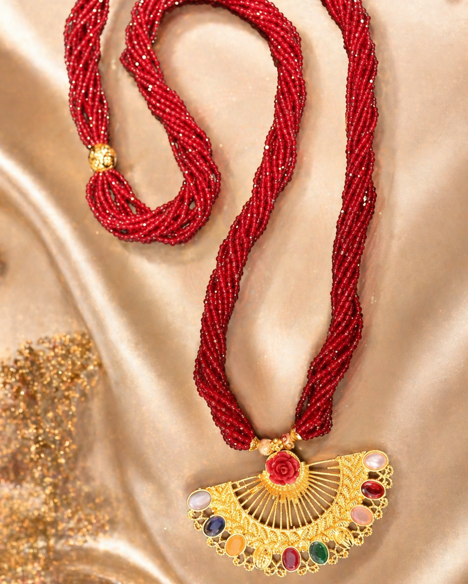 Royal Navratna Beaded Heritage Necklace Royal Navratna Beaded Heritage Necklace - Image 1