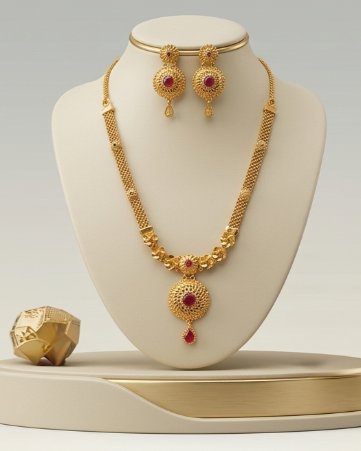 Royal Ruby Elegance Gold Necklace Set Royal Ruby Elegance Gold Necklace Set - Image 1