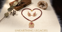 Ruby & Diamond Gold Pendant Set – Ethnic Bridal Jewelry with Earrings
