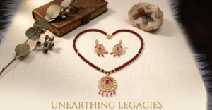 Ruby & Diamond Gold Pendant Set – Ethnic Bridal Jewelry with Earrings1 Ruby & Diamond Gold Pendant Set – Ethnic Bridal Jewelry with Earrings - Image 1