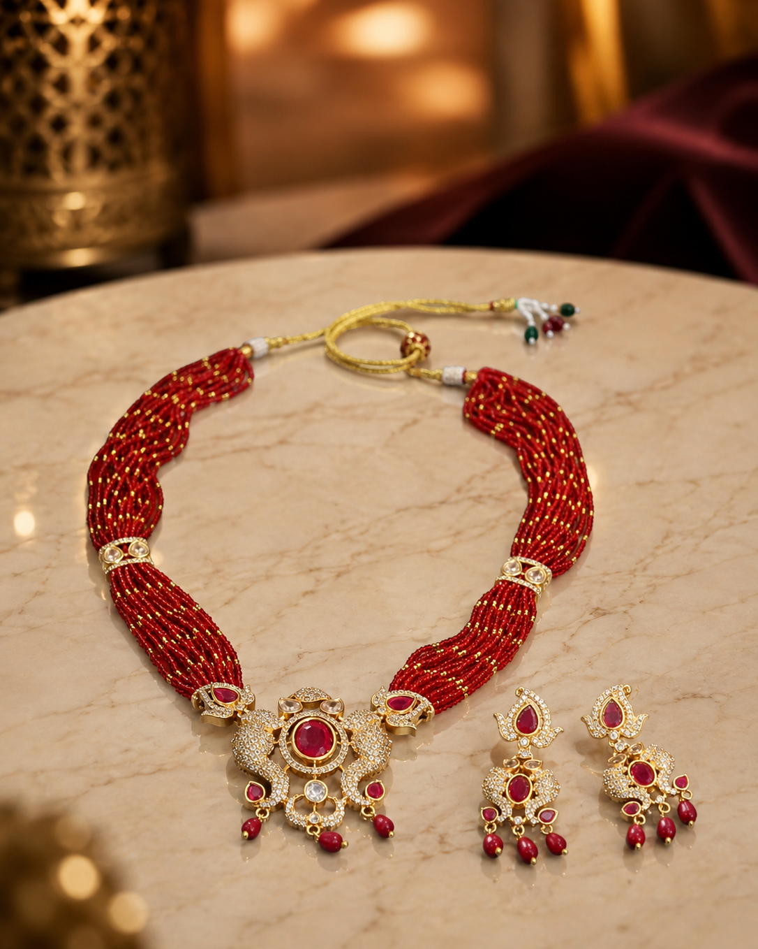 Ruby Royale Multi-Strand Beaded Necklace Set Ruby Royale Multi-Strand Beaded Necklace Set - Image 1