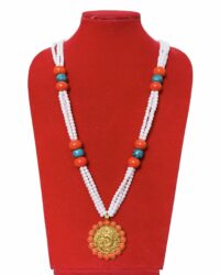 Tibetan–Himalayan Turquoise & Coral Necklace with Sacred Fish Design