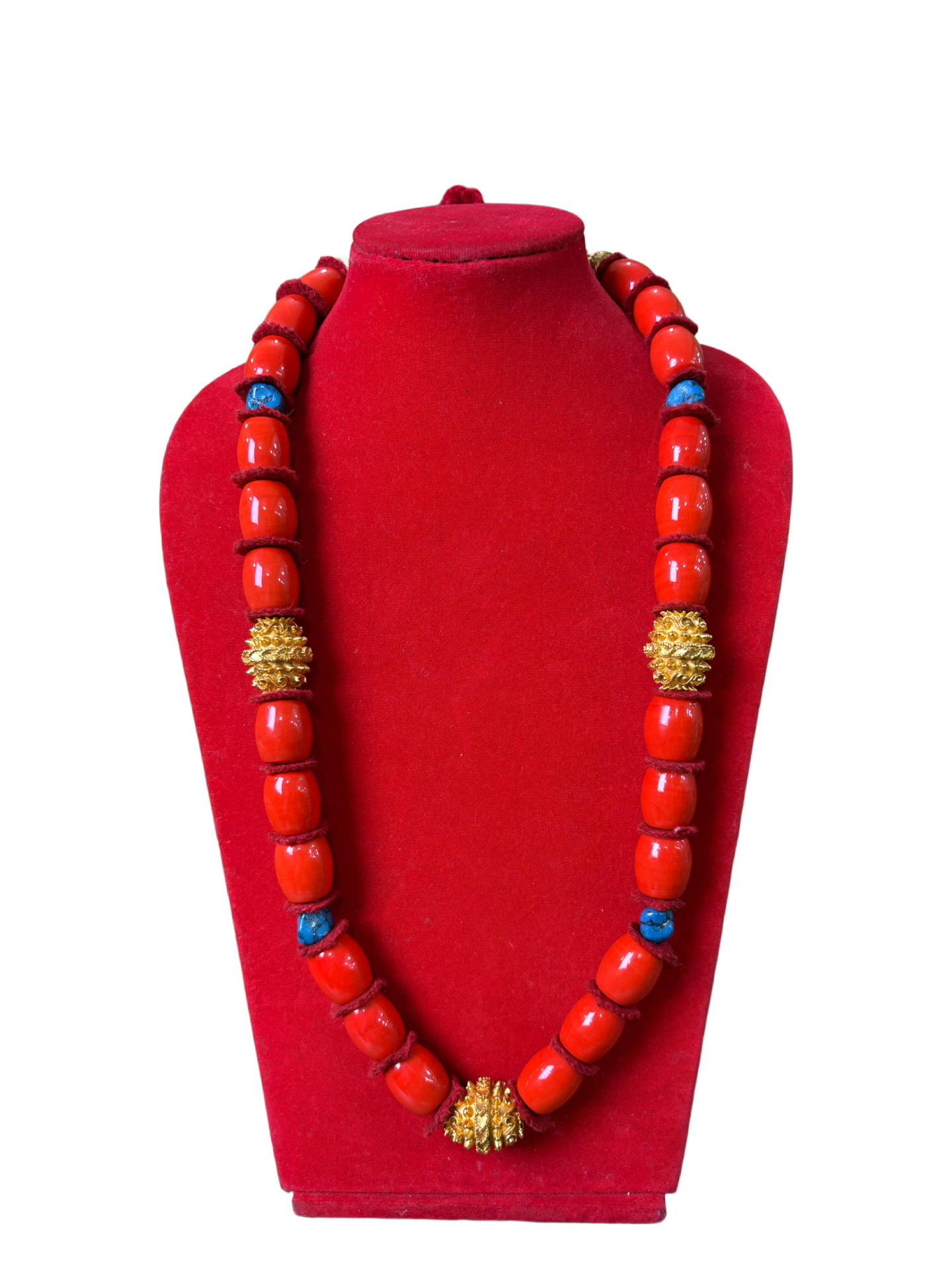 Traditional Nepali Kater Gedi with Fine Peru Mala Red Coral & Gold-Plated Bead Necklace Traditional Nepali Kater Gedi with Fine Peru Mala | Red Coral & Gold-Plated Bead Necklace - Image 1
