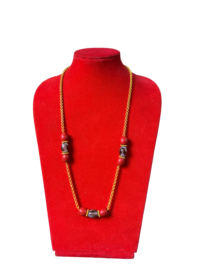 Turquoise and Amber Stone Fashion Necklace – Statement Jewelry