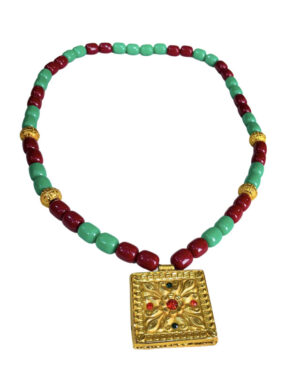 Traditional Sherpa Muga Mala Necklace with Jantar - Image 2