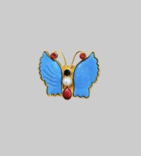 Vintage Blue Enamel Butterfly Pin Brooch | Retro Statement Jewelry