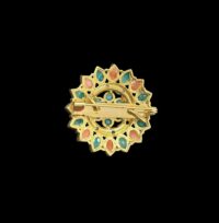Vintage Floral Glass Brooch – Faux Pearls with Coral, Turquoise & Green Accents - Image 2
