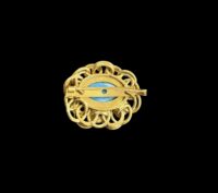 Vintage Gold-Tone Turquoise Brooch Pin – Classic Statement Costume Jewelry - Image 2