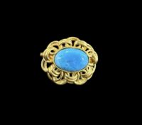 Vintage Gold-Tone Turquoise Brooch Pin – Classic Statement Costume Jewelry