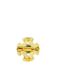 Vintage Gold-Toned Brooch with Turquoise Cabochon Stone - Image 2