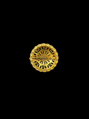 Vintage Gold-Toned Brooch – Green Cabochon Center – Classic Costume Jewelry Pin - Image 2