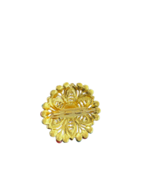 Vintage Gold-Toned Filigree Brooch with Red Cabochon & Beads - Image 2