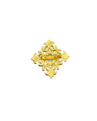 Vintage Joan Rivers Classic Collection Maltese Cross Brooch – Coral Cabochon, Pearls & Ruby-Red Accents in Gold-Tone Setting - Image 2
