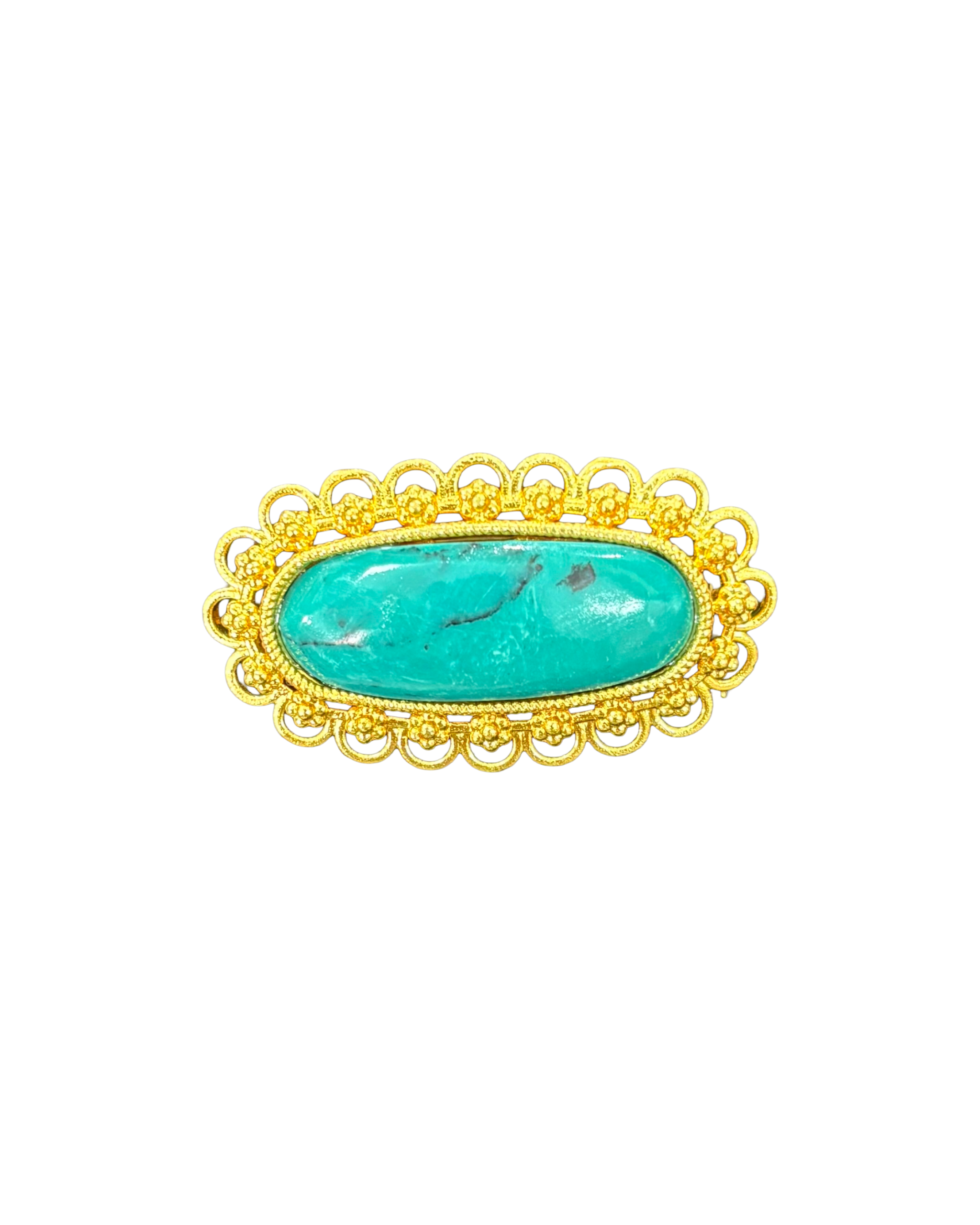Vintage Robin’s Egg Turquoise Large Cabochon Brooch – Statement Gold-Tone Pin Vintage Robin’s Egg Turquoise Large Cabochon Brooch – Statement Gold-Tone Pin - Image 1