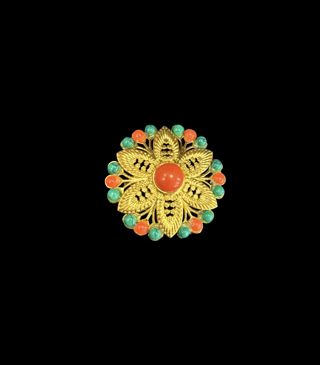 Vintage Sarah Coventry Coral & Jade Brooch front Vintage Sarah Coventry Coral & Jade Brooch - Image 1