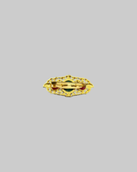 Vintage-Style Gold-Tone Filigree Brooch with Green and Red Cabochons - Image 2
