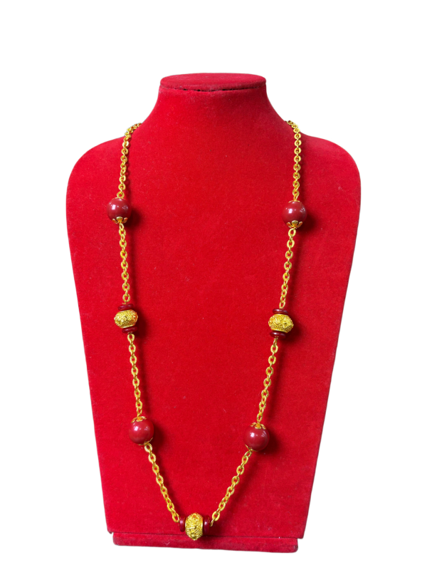 WBHS5sSbexu6rjQSNv2bwTycof6H3LzyRHoQIYVw Red Agate & Gold-Tone Beaded Necklace |Red Agate & Gold-Tone Beaded Necklace | Handmade Ethnic Statement Jewelry Handmade Ethnic Statement Jewelry - Image 1