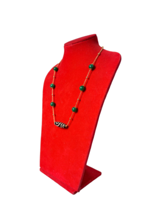 Tibetan Dzi Bead Necklace with Green Beads & Pendant - Image 2