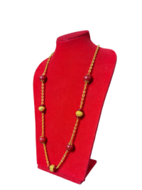 Red Agate & Gold-Tone Beaded Necklace |Red Agate & Gold-Tone Beaded Necklace | Handmade Ethnic Statement Jewelry Handmade Ethnic Statement Jewelry - Image 2