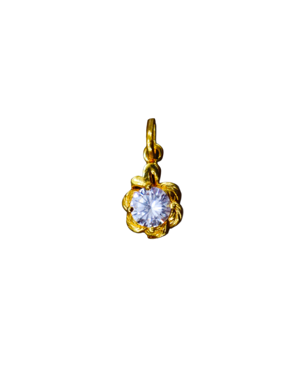 u31r3J63rtrNYNn7LCVnbYecuoKWPf29sD74SLFD Gold-Tone Flower Pendant with Clear Round-Cut Stone - Image 1