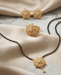 Gold-Plated American Diamond Floral Mangalsutra for Women - Image 2