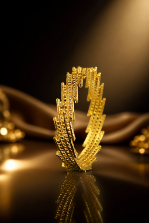 Gold-Plated Openwork Textured Bangle for Women - Image 2