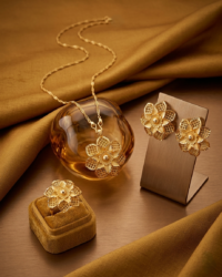 Filigree Gold Necklace with Hollow Floral Pendant