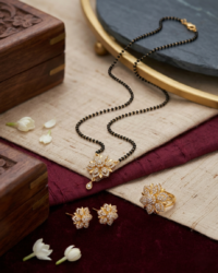 Gold-Plated American Diamond Floral Mangalsutra for Women