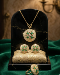 VVV Jewelry Emerald Compass Necklace Set with Emerald and Diamond Accents - Image 2
